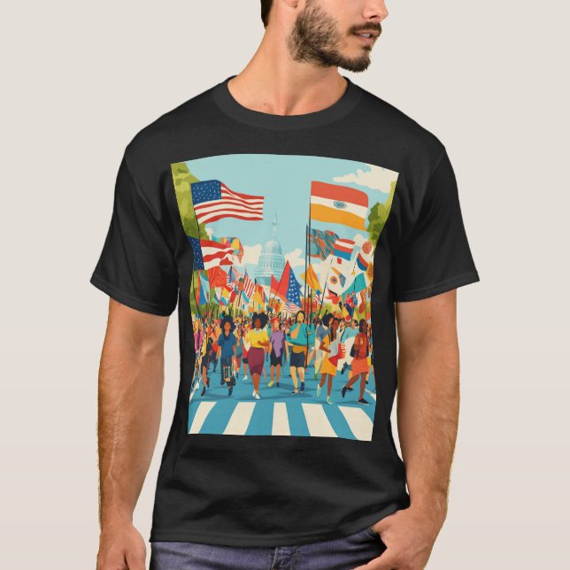 Unity Parade: Celebrating Diversity; USA  Election T-Shirt (Front)