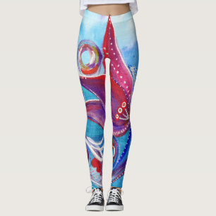 Unity pink blue feminine Whimsical Boho Art Leggings