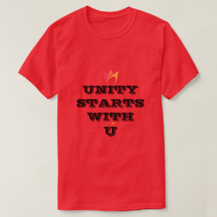 UNITY STARTS WITH U (orange to pink fire icon) T-Shirt