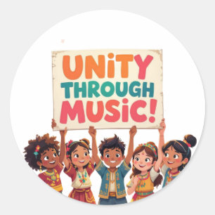 Unity Through Music Classic Round Sticker