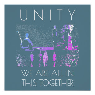 "Unity, Together" Inspiration Magenta White Teal Poster