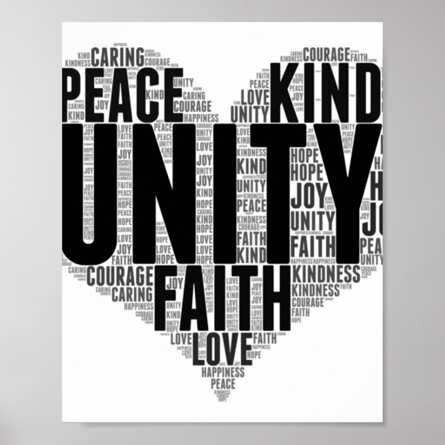 Unity Wordcloud Be Kind Stop Bullying Orange Unity Poster (Front)
