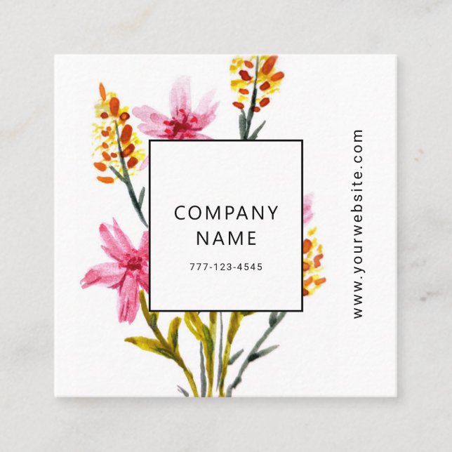 Universal business card with botanic flower. (Front)