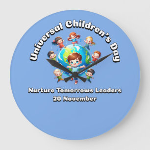 Universal Children's Day. Nurture Tomorrow Leaders Large Clock