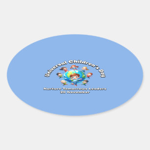 Universal Children's Day. Nurture Tomorrow Leaders Oval Sticker