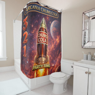 Universal chums rocket/bathroom accessories shower curtain