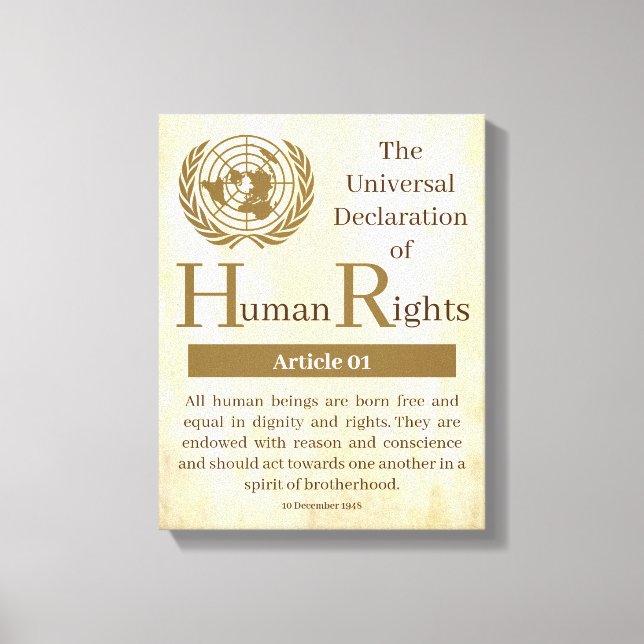 Universal Declaration of Human Rights Article 01 Canvas Print (Front)