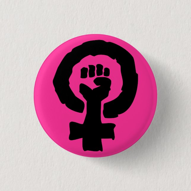 Universal Female symbol Solidarity hand Hot Pink 3 Cm Round Badge (Front)