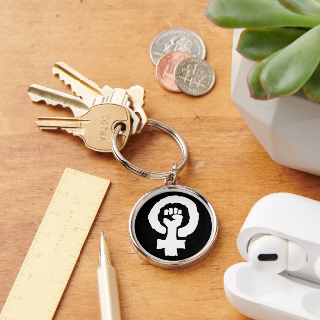 Universal Female symbol Solidarity hand Key Ring (Desk)