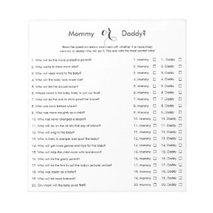 Universal Gender Neutral Baby Shower Mum or Dad Notepad