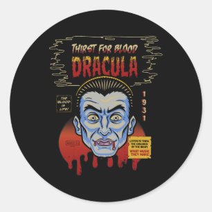 Universal Monsters Dracula Vintage Halloween Mask Classic Round Sticker