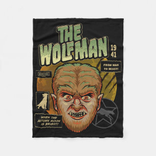 Universal Monsters The Wolf Man Vintage Halloween Fleece Blanket