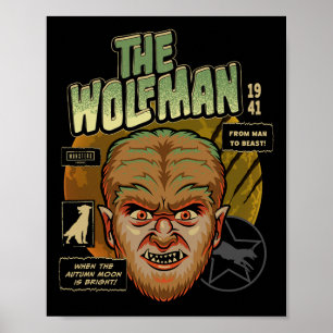 Universal Monsters The Wolf Man Vintage Halloween  Poster