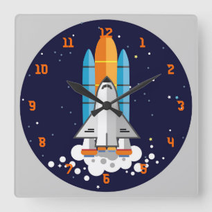 Universal Space Shuttle Square Wall Clock