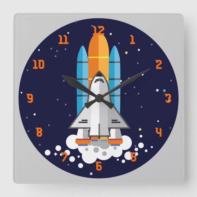 Universal Space Shuttle Square Wall Clock (Front)