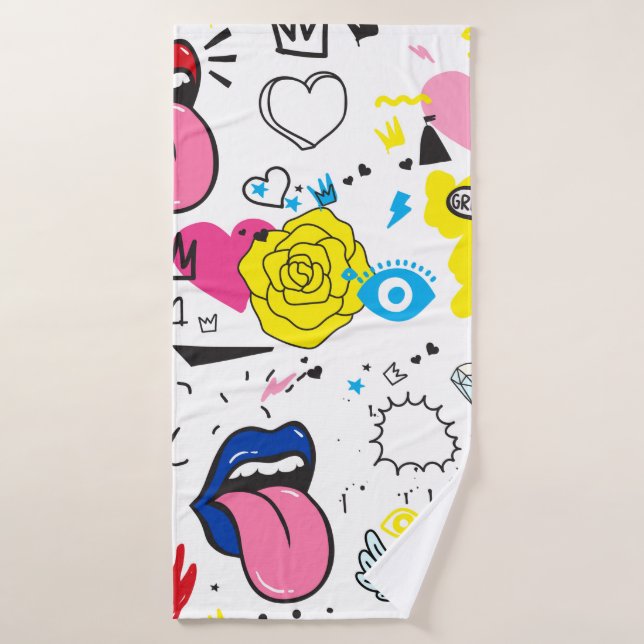 Universal trend hand drawing seamless pattern. Tre Bath Towel (Bath Towel)