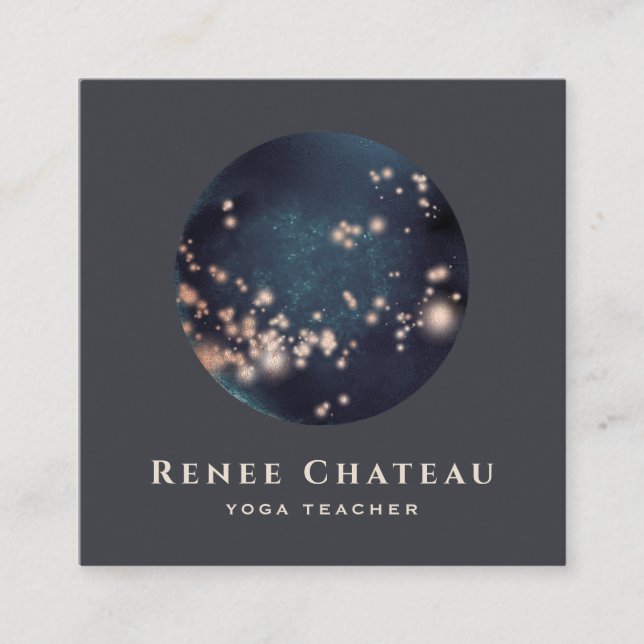 Universe Celestial Moon and Stars Square Business Card (Front)