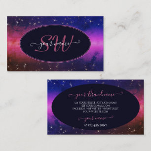 Universe Colourful Galaxy Glitter Stars Initials Business Card