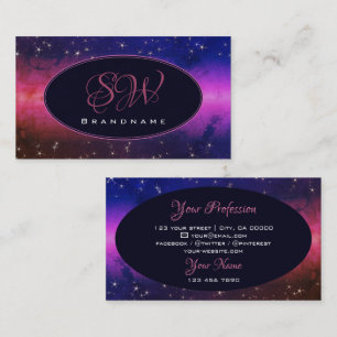 Universe Colourful Galaxy Glitter Stars Monogram Business Card