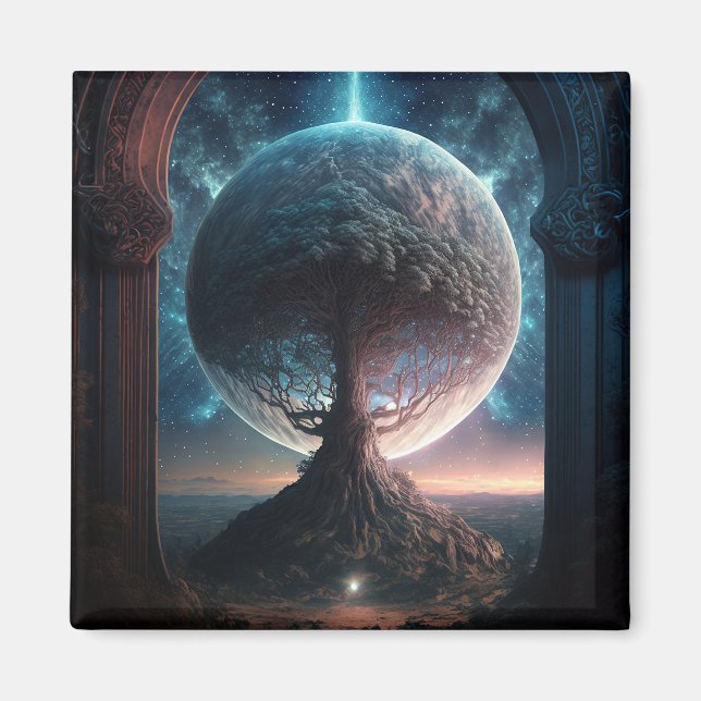 Universe Cosmic Tree Surreal Fantasy Art Magnet (Front)