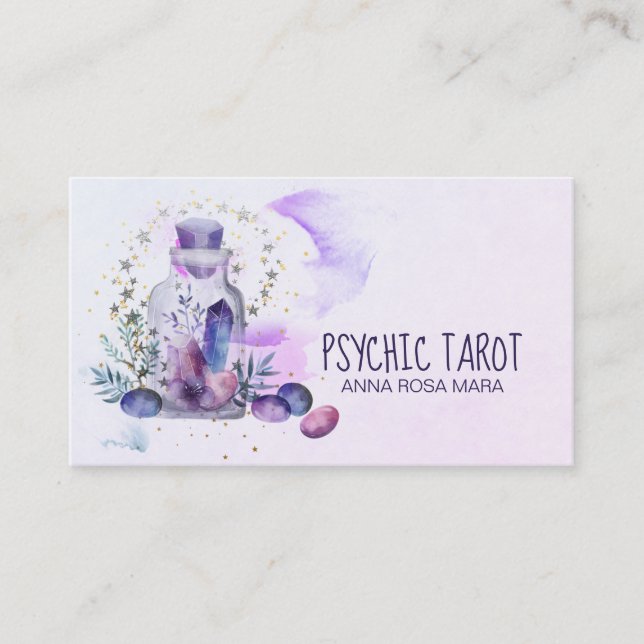 *~*  Universe Cosmos Stars Crystals Psychic Tarot Business Card (Front)