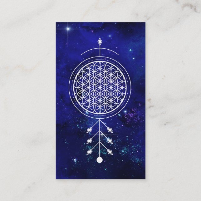 *~* Universe  Flower of Life  Yoga Astrology Reiki Business Card (Front)
