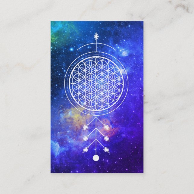 *~* Universe  Flower of Life  Yoga Reiki Astrology Business Card (Front)