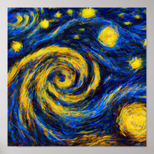 Universe Galaxy in Van Gogh Style Poster