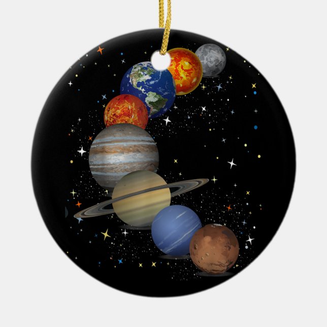 Universe Galaxy Planets Sun Astronomy Outer Space  Ceramic Tree Decoration (Front)
