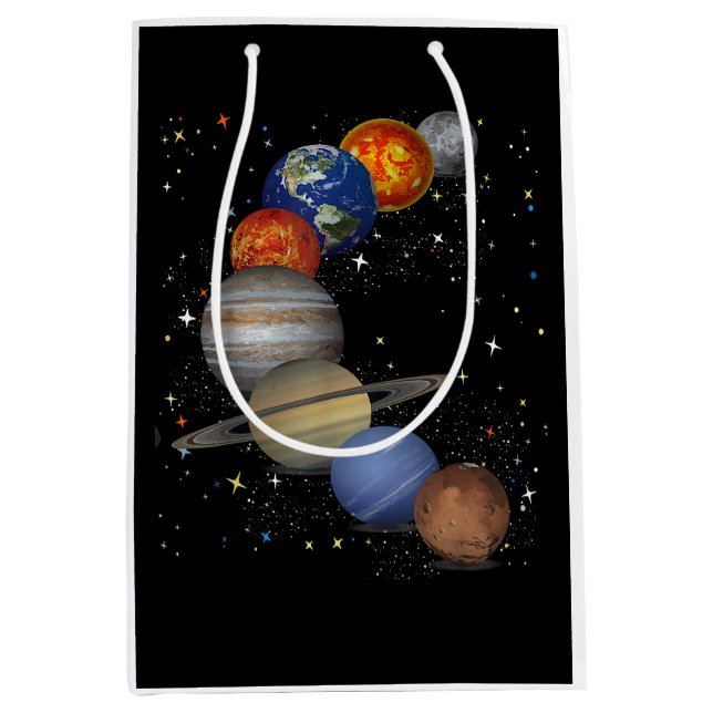 Universe Galaxy Planets Sun Astronomy Outer Space  Medium Gift Bag (Front)