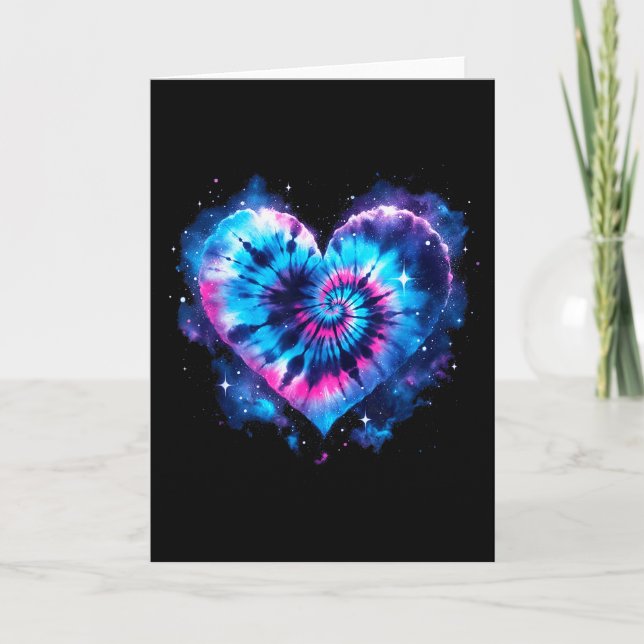 Universe Love Tie-dye Heart Tee - Hippie Valentine Card (Front)