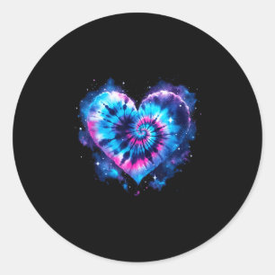 Universe Love Tie-dye Heart Tee - Hippie Valentine Classic Round Sticker