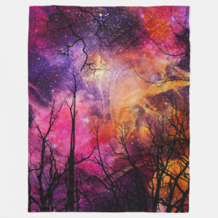 Universe magical forest fleece blanket