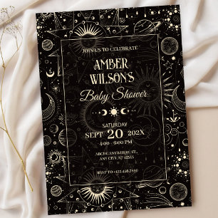 Universe mystical astrologi moon sun baby shower invitation