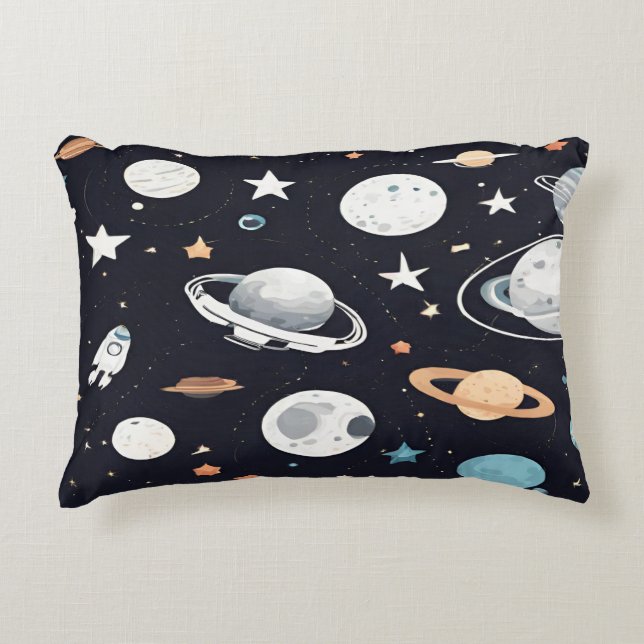 Universe. Pattern of planets and stars Decorative Cushion (Front)