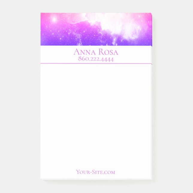 *~* Universe Peach Lavender and Pink Galaxy Nebula Post-it Notes (Front)
