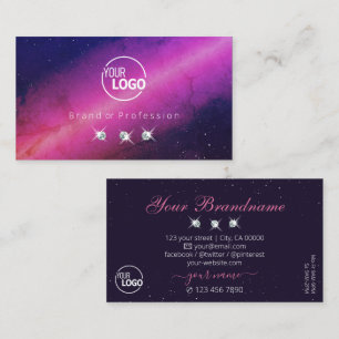 Universe Pink Dark Blue Sparkling Jewels with Logo Business Card