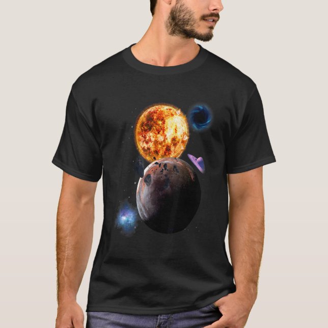 Universe Space Galaxy Motif Solar System colourful T-Shirt (Front)