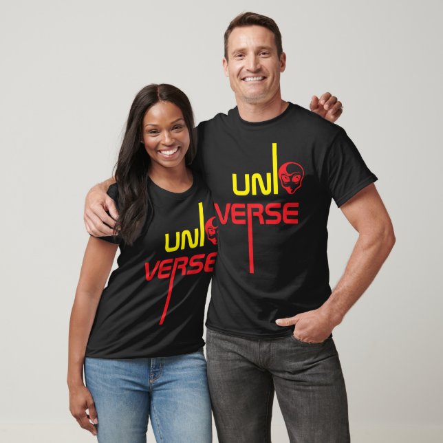 Universe Typography with Alien Face Design T-Shirt (Unisex)
