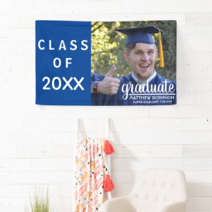 University 2025 Graduation Blue Photo Grad Party Banner