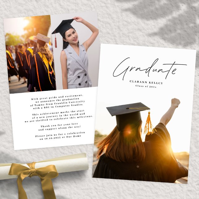 University 3 Photo College Graduate GRADUATION Announcement (Creator Uploaded)