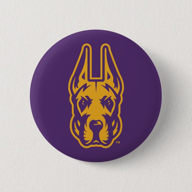 University at Albany Great Dane Mascot Head 6 Cm Round Badge (Front)