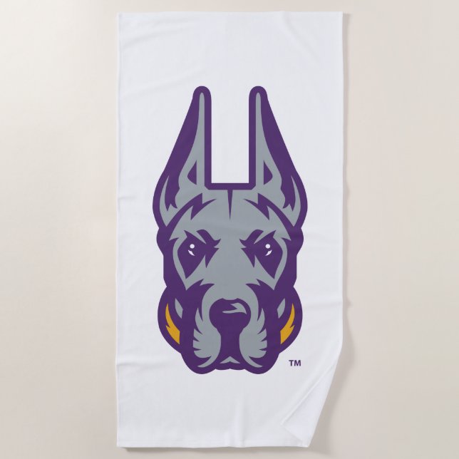 University at Albany Great Dane Mascot Head Beach Towel (Front)