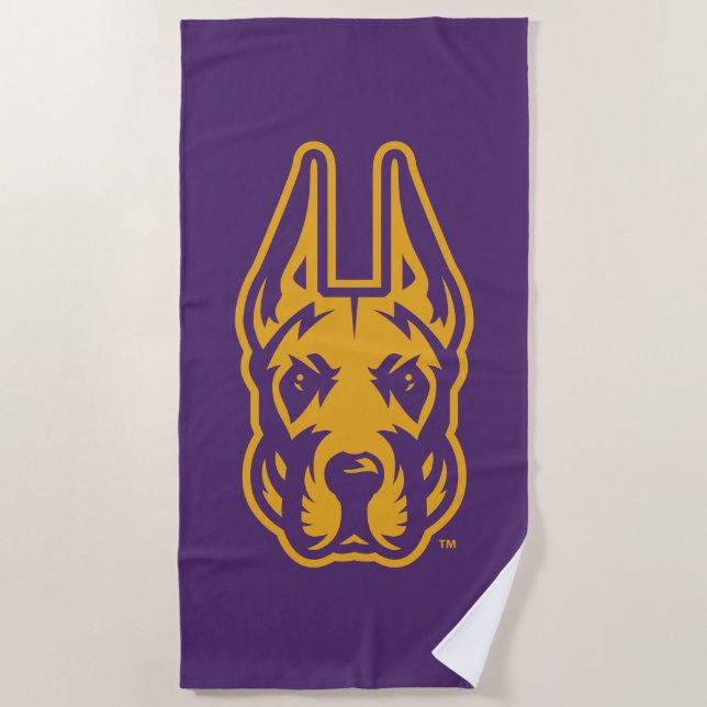 University at Albany Great Dane Mascot Head Beach Towel (Front)