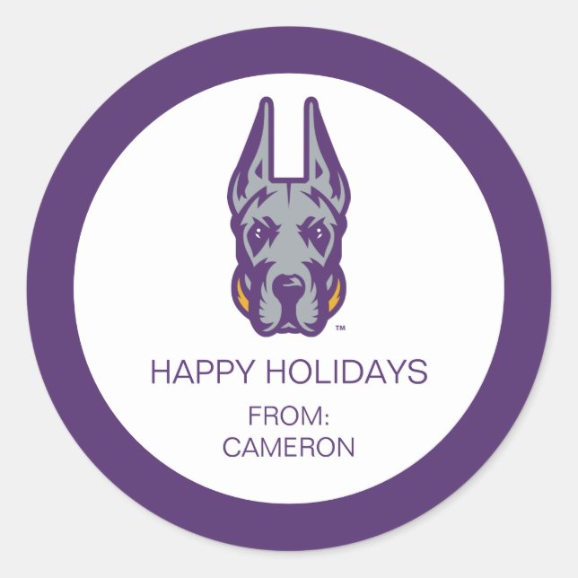 University at Albany Great Dane Mascot Head Classic Round Sticker (Front)