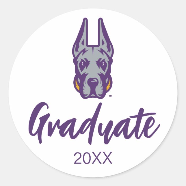 University at Albany Great Dane Mascot Head Classic Round Sticker (Front)