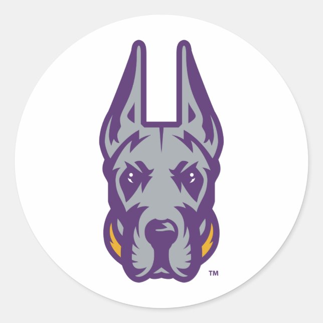 University at Albany Great Dane Mascot Head Classic Round Sticker (Front)
