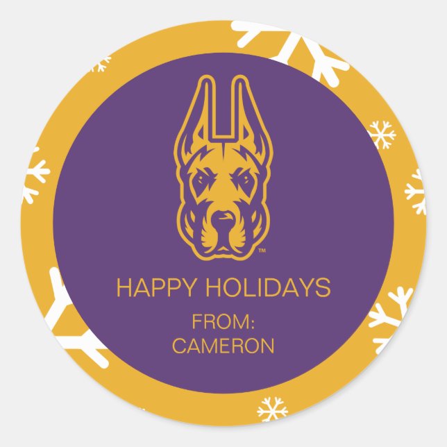 University at Albany Great Dane Mascot Head Classic Round Sticker (Front)