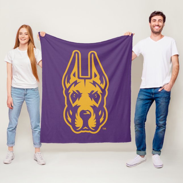 University at Albany Great Dane Mascot Head Fleece Blanket (In Situ)