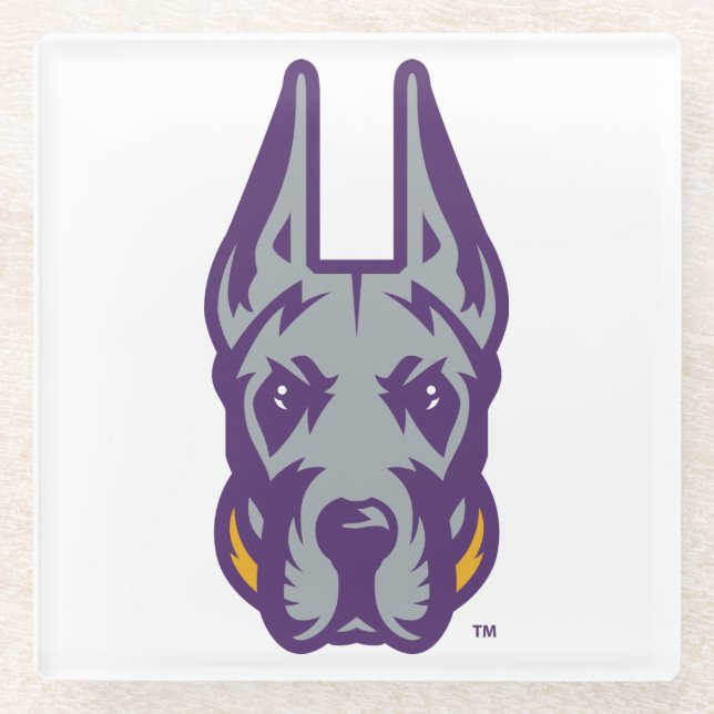 University at Albany Great Dane Mascot Head Glass Coaster (Front)